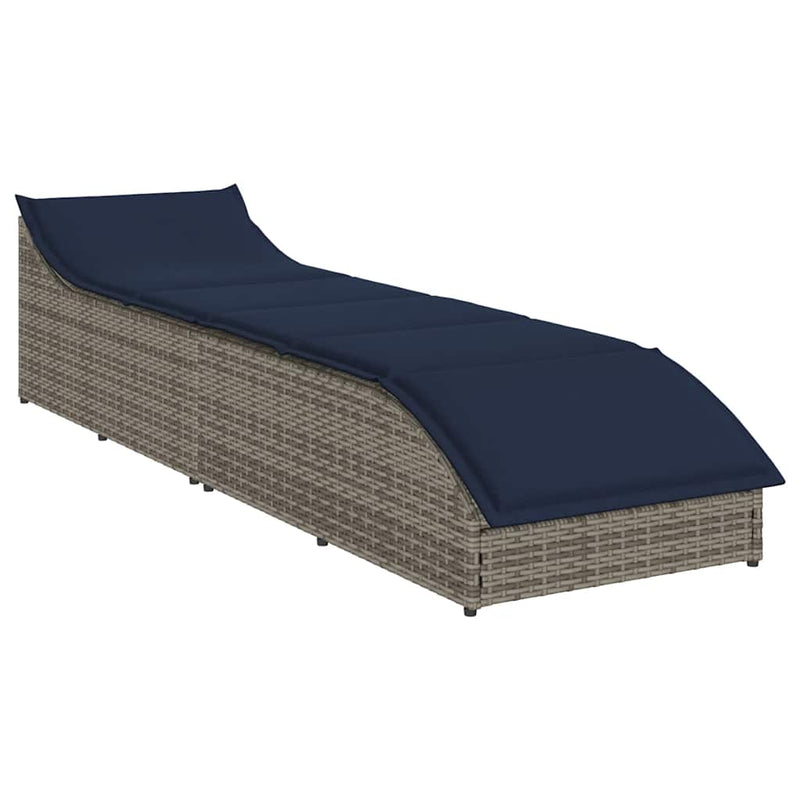 vidaXL összecsukható napozóágy párnával és tárolóval szürke polyrattan