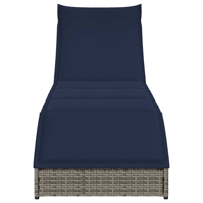 vidaXL összecsukható napozóágy párnával és tárolóval szürke polyrattan