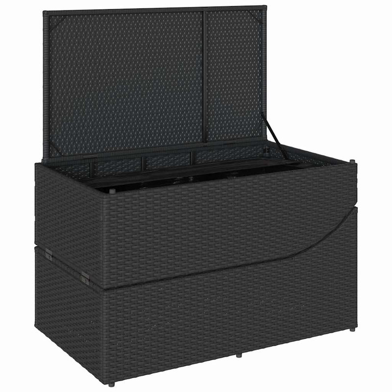 vidaXL fekete polyrattan összecsukható napozóágy párnával és tárolóval