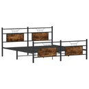 vidaXL füstös tölgy színű fém ágykeret matrac nélkül 160 x 200 cm
