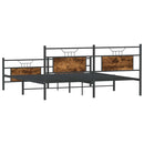 vidaXL füstös tölgy színű fém ágykeret matrac nélkül 160 x 200 cm