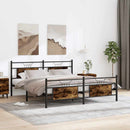 vidaXL füstös tölgy színű fém ágykeret matrac nélkül 160 x 200 cm