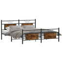 vidaXL füstös tölgy színű fém ágykeret matrac nélkül 183 x 213 cm