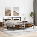 vidaXL füstös tölgy színű fém ágykeret matrac nélkül 183 x 213 cm