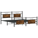 vidaXL füstös tölgy színű fém ágykeret matrac nélkül 183 x 213 cm