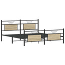 vidaXL sonoma tölgyszínű fém ágykeret matrac nélkül 160 x 200 cm