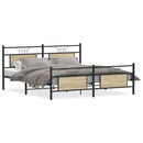 vidaXL sonoma tölgy színű fém ágykeret matrac nélkül 180 x 200 cm