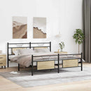 vidaXL sonoma tölgy színű fém ágykeret matrac nélkül 180 x 200 cm
