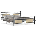 vidaXL sonoma tölgy színű fém ágykeret matrac nélkül 183 x 213 cm