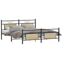 vidaXL sonoma tölgy színű fém ágykeret matrac nélkül 183 x 213 cm