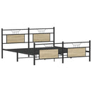 vidaXL sonoma tölgy színű fém ágykeret matrac nélkül 183 x 213 cm