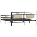 vidaXL sonoma tölgy színű fém ágykeret matrac nélkül 183 x 213 cm