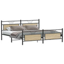vidaXL sonoma tölgy színű fém ágykeret matrac nélkül 200 x 200 cm