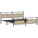 vidaXL sonoma tölgy színű fém ágykeret matrac nélkül 200 x 200 cm