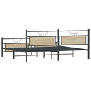 vidaXL sonoma tölgy színű fém ágykeret matrac nélkül 200 x 200 cm