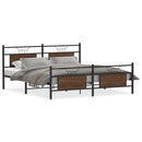 vidaXL barna tölgy színű fém ágykeret matrac nélkül 183 x 213 cm