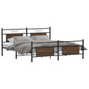 vidaXL barna tölgy színű fém ágykeret matrac nélkül 183 x 213 cm