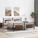 vidaXL barna tölgy színű fém ágykeret matrac nélkül 183 x 213 cm