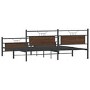 vidaXL barna tölgy színű fém ágykeret matrac nélkül 193 x 201 cm