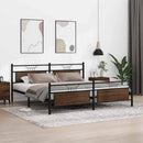 vidaXL barna tölgy színű fém ágykeret matrac nélkül 200 x 200 cm
