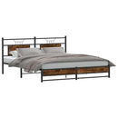 vidaXL füstös tölgy színű fém ágykeret matrac nélkül 180 x 200 cm