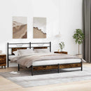 vidaXL füstös tölgy színű fém ágykeret matrac nélkül 180 x 200 cm