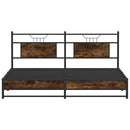 vidaXL füstös tölgy színű fém ágykeret matrac nélkül 180 x 200 cm