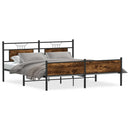 vidaXL füstös tölgy színű fém ágykeret matrac nélkül 160 x 200 cm