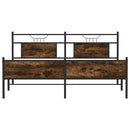 vidaXL füstös tölgy színű fém ágykeret matrac nélkül 160 x 200 cm