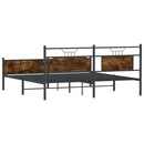 vidaXL füstös tölgy színű fém ágykeret matrac nélkül 160 x 200 cm