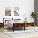 vidaXL füstös tölgy színű fém ágykeret matrac nélkül 160 x 200 cm