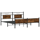 vidaXL füstös tölgy színű fém ágykeret matrac nélkül 180 x 200 cm