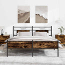 vidaXL füstös tölgy színű fém ágykeret matrac nélkül 180 x 200 cm