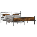 vidaXL füstös tölgy színű fém ágykeret matrac nélkül 180 x 200 cm