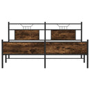 vidaXL füstös tölgy színű fém ágykeret matrac nélkül 180 x 200 cm