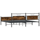 vidaXL füstös tölgy színű fém ágykeret matrac nélkül 200 x 200 cm