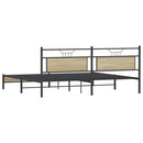 vidaXL sonoma tölgy színű fém ágykeret matrac nélkül 200 x 200 cm