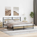 vidaXL sonoma tölgy színű fém ágykeret matrac nélkül 180 x 200 cm