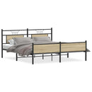 vidaXL sonoma tölgyszínű fém ágykeret matrac nélkül 160 x 200 cm