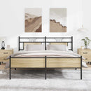 vidaXL sonoma tölgyszínű fém ágykeret matrac nélkül 160 x 200 cm