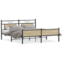 vidaXL sonoma tölgy színű fém ágykeret matrac nélkül 180 x 200 cm