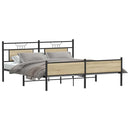 vidaXL sonoma tölgy színű fém ágykeret matrac nélkül 180 x 200 cm