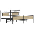 vidaXL sonoma tölgy színű fém ágykeret matrac nélkül 180 x 200 cm