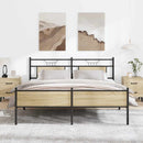 vidaXL sonoma tölgy színű fém ágykeret matrac nélkül 180 x 200 cm