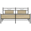 vidaXL sonoma tölgy színű fém ágykeret matrac nélkül 183 x 213 cm