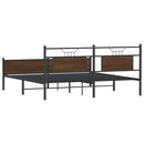 vidaXL barna tölgy színű fém ágykeret matrac nélkül 180 x 200 cm