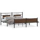 vidaXL barna tölgy színű fém ágykeret matrac nélkül 183 x 213 cm