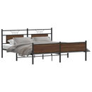 vidaXL barna tölgy színű fém ágykeret matrac nélkül 183 x 213 cm
