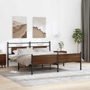 vidaXL barna tölgy színű fém ágykeret matrac nélkül 183 x 213 cm