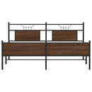 vidaXL barna tölgy színű fém ágykeret matrac nélkül 183 x 213 cm